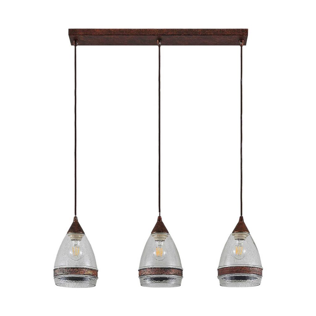 Lindby Glas-Pendelleuchte Millina, 70 cm, rostbraun, 3-flg.