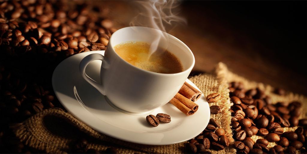 Tulup Glas-Bild - 100x50 -Wandkunst - Wandbild hinter gehärtetem Sicherheitsglas - Essen & Getränke - Tasse Kaffee - Braun