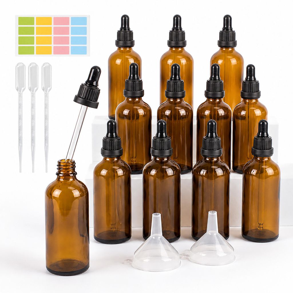 Set da 12 flaconi con pipetta Relaxdays, 100 ml, oli Immagine del prodotto 