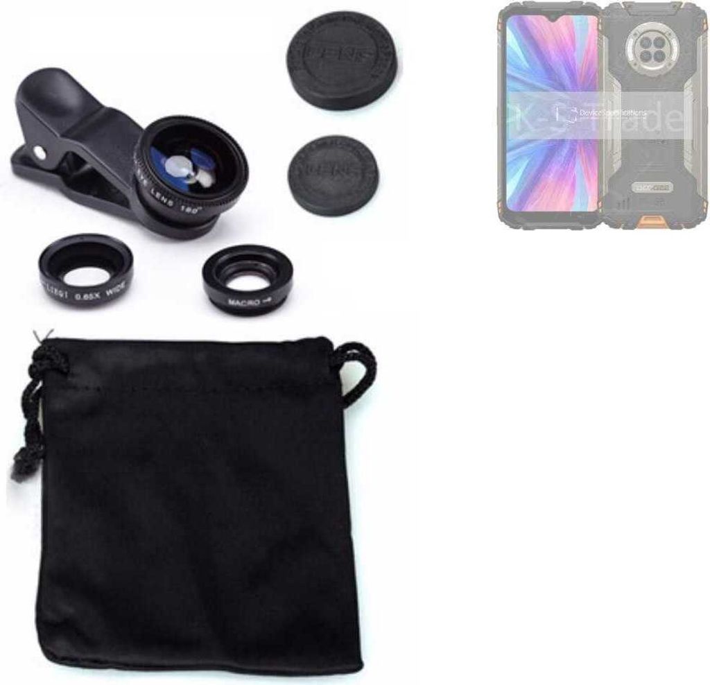 K-S-Trade Smartphone Kamera Linsen Set Kompatibel mit Doogee S96 GT 3in1 Clip-On Kamera Adapter Macro Weitwinkel FishEye Fischauge Objektiv Linse