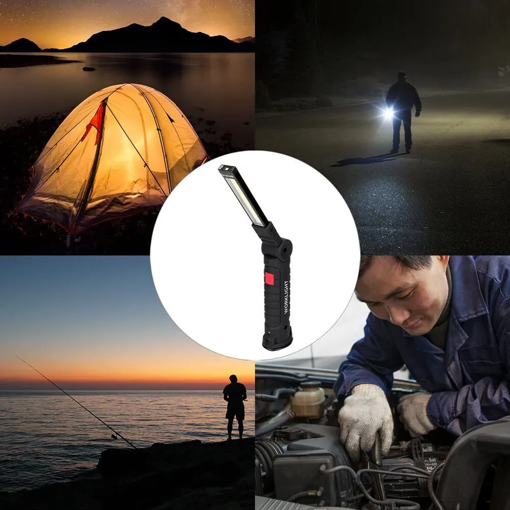 Lampe à main LED pour garage et camping avec batterie longue durée