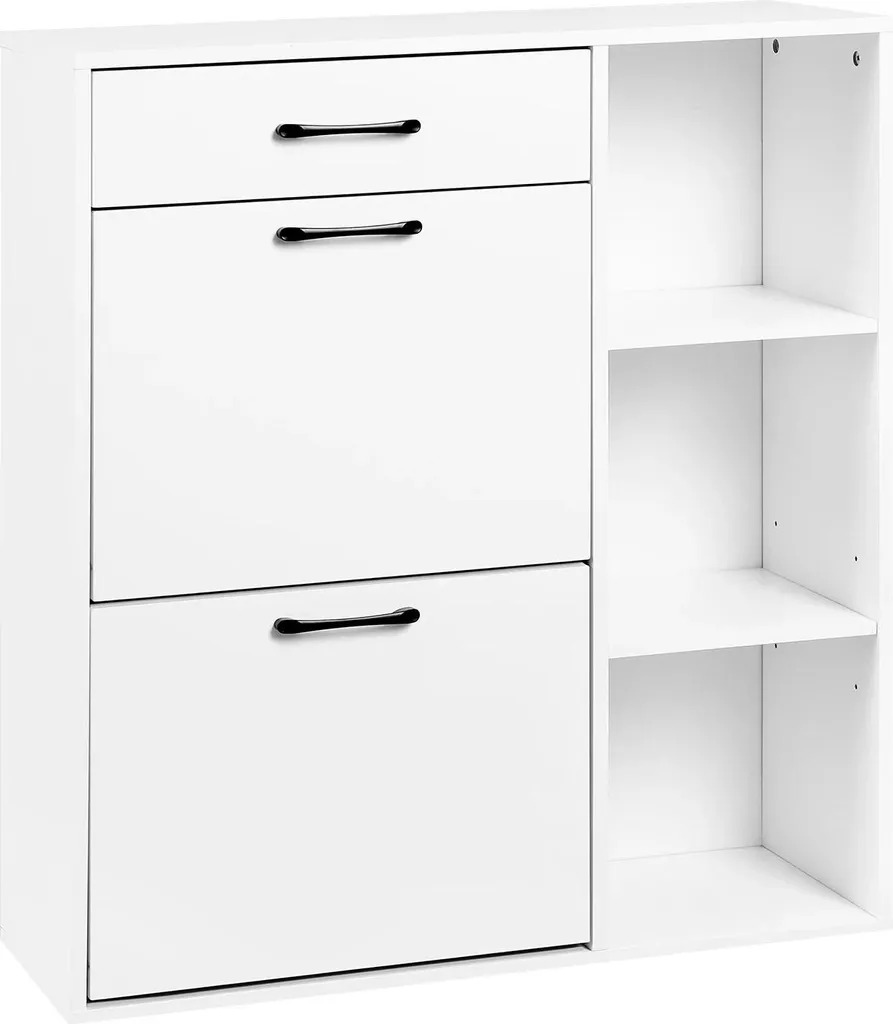Rangement chaussures pour couloir étroit - Armoire 3 niveaux blanc