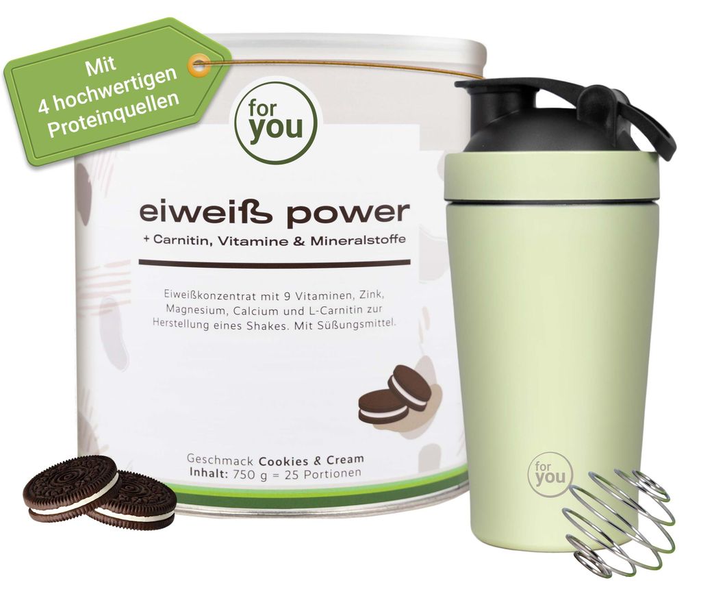 for you power Eiweiß mit Gratis Shaker Produktbild 