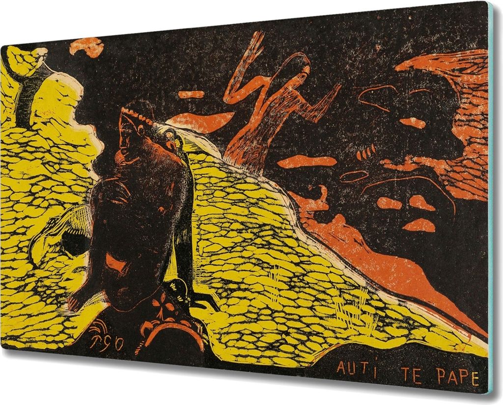 Coloray Herdabdeckplatte 80x52 cm Schneidebrett Kochplattenabdeckung Küchenbrett Hackbrett - Gauguin auti die pape