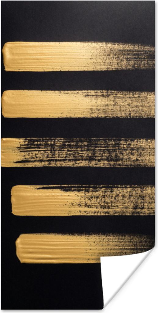 MuchoWow Poster Muster aus goldener Farbe auf schwarzem Hintergrund 60x120 cm - Wandschmuck