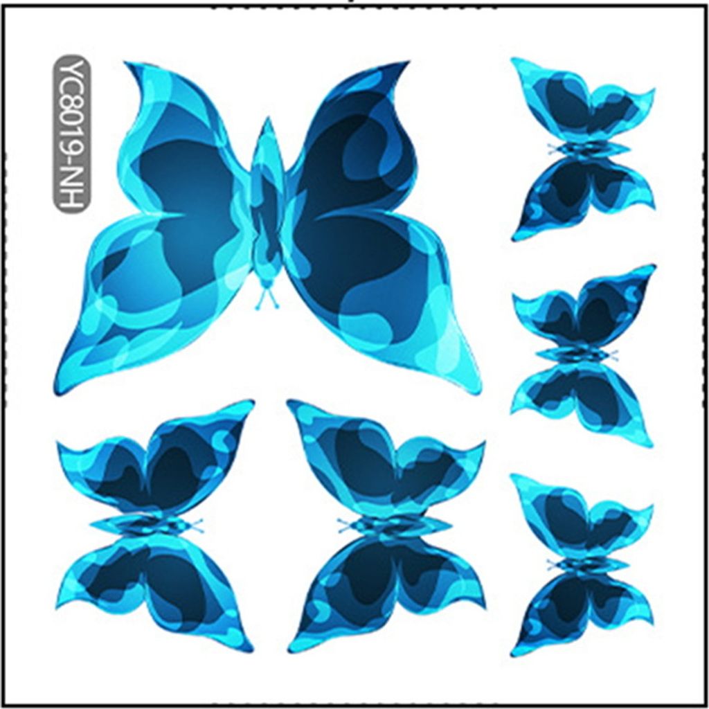 Blaue Schmetterling-Wandaufkleber, im Dunkeln leuchtend, mit Glitzereffekt, wasserfest, einfach anzubringen, elegante Raumdekoration