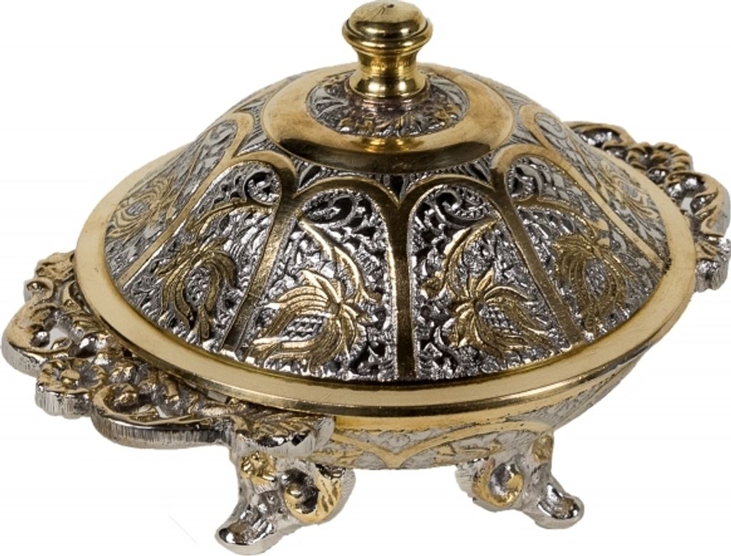 Orientalische Zuckerdosen Dosen Messing Silber & Gold Khasib 14cm | Marokkanische Minzdose Tee Kaffee Dose klein | indische Vintage Vorratsdose Gew...