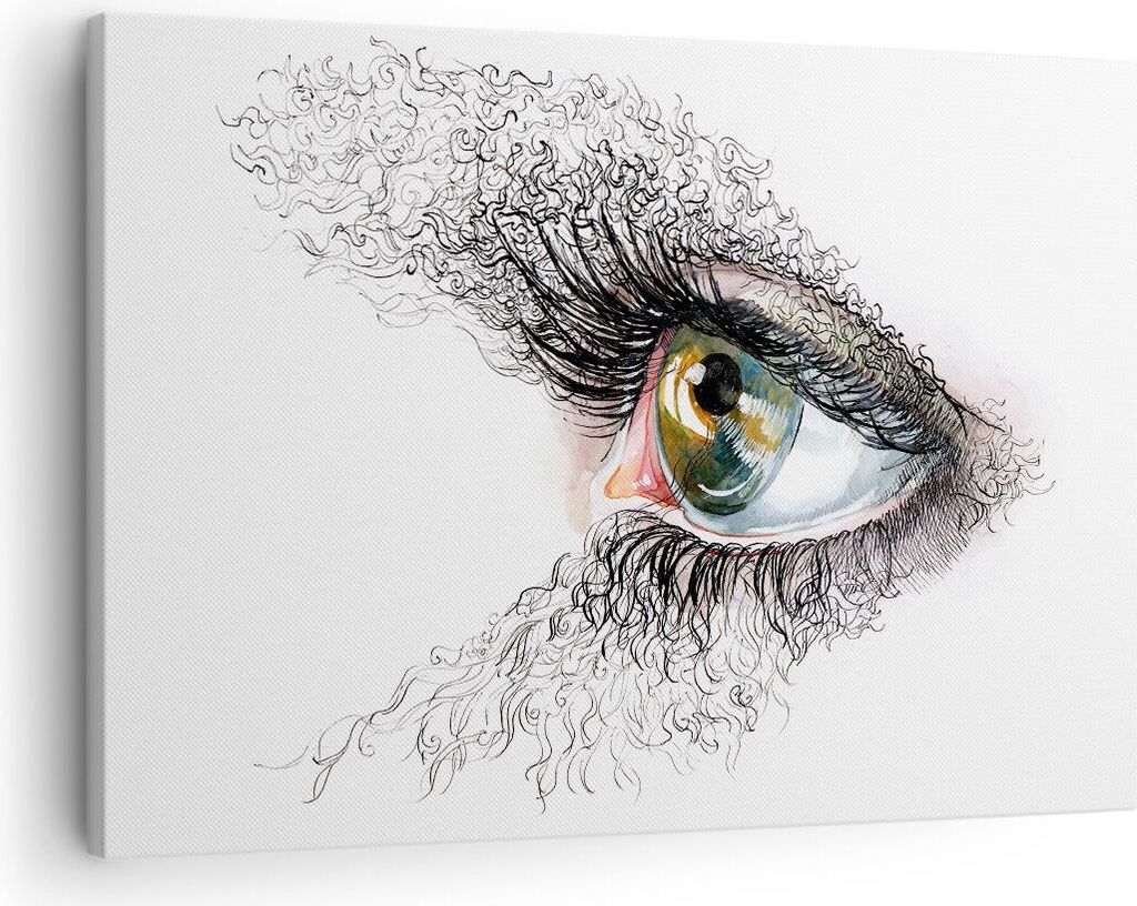 Bild auf Leinwand - Leinwandbild - Auge Menschliches Illustration Erwachsenen- - 70x50cm - Wand Bild - Wanddeko - Leinwanddruck - Bilder - Kunstdru...