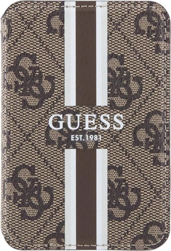 Porte-cartes Magnétique Guess Stripes : Idéal pour iPhone Magsafe Marron