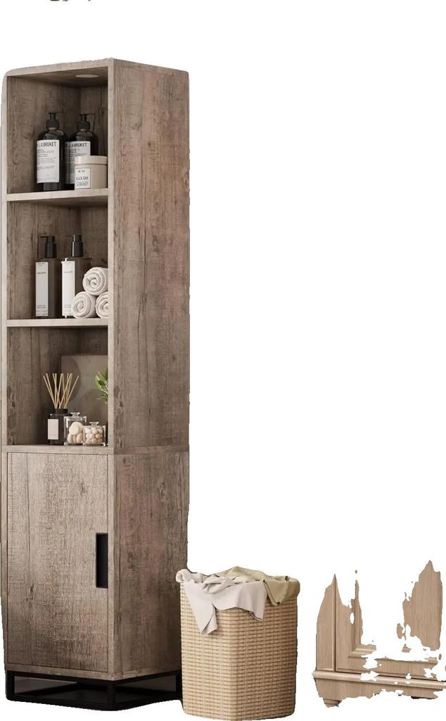 Schmaler Badezimmerschrank, MDF-Holz, 36 cm Tiefe, 40 cm Breite, 178 cm Höhe, verstellbare Regale