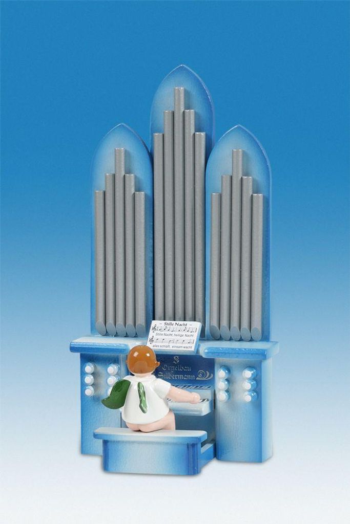Holzfigur Engel an der Orgel & Krone Höhe 6cm NEU Produktbild 