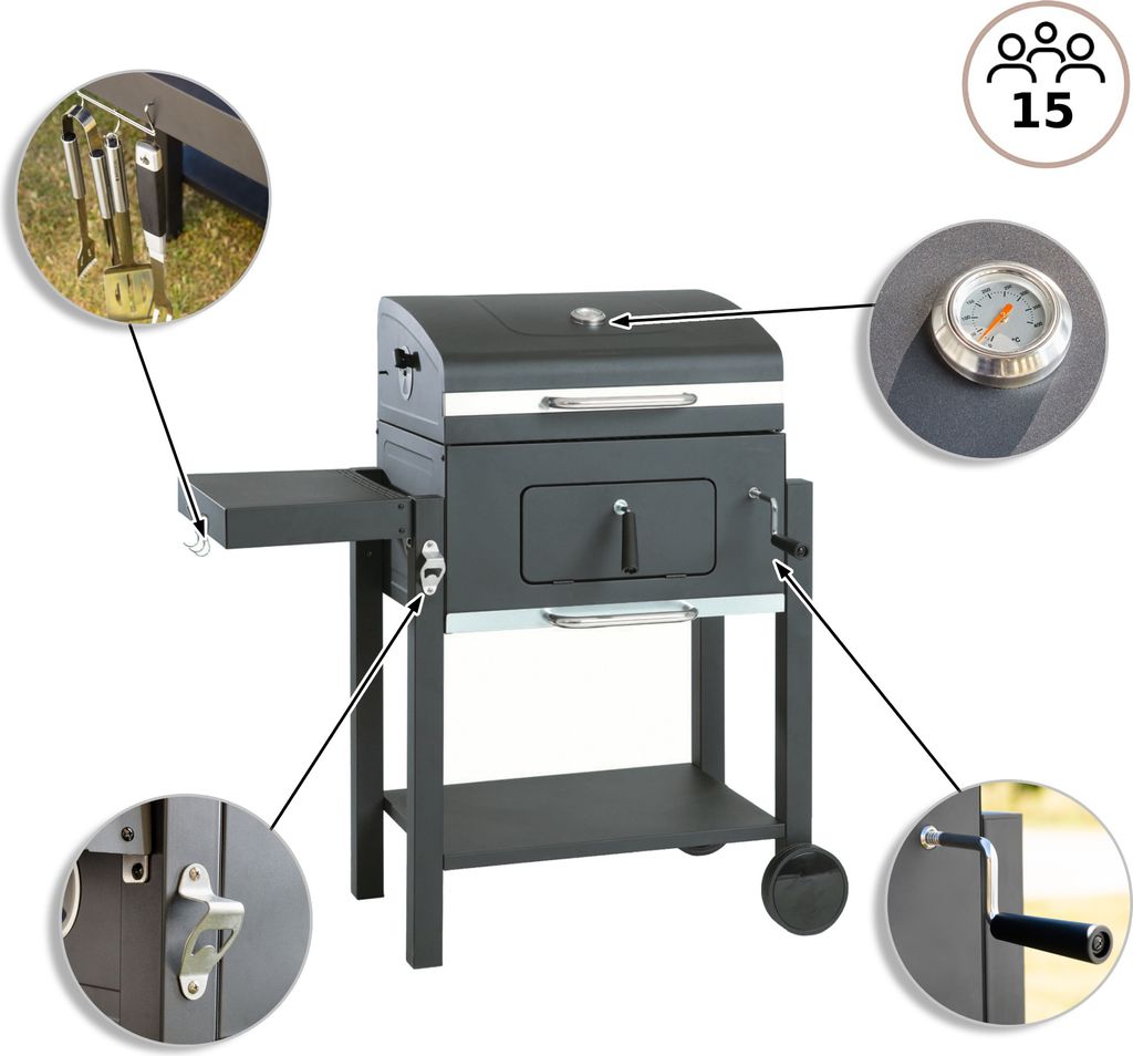 Grill na węgiel drzewny Centaurus, stal emaliowana, wózek Zdjęcie produktu 4