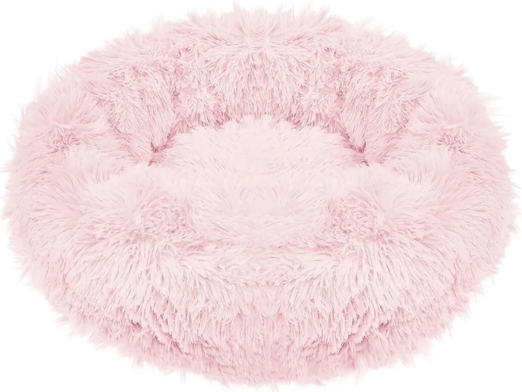 Letto per cani in peluche Letto per gatti Cuscino per cani Cestino per cani Posto letto Ø 70 cm - Rosa cipria