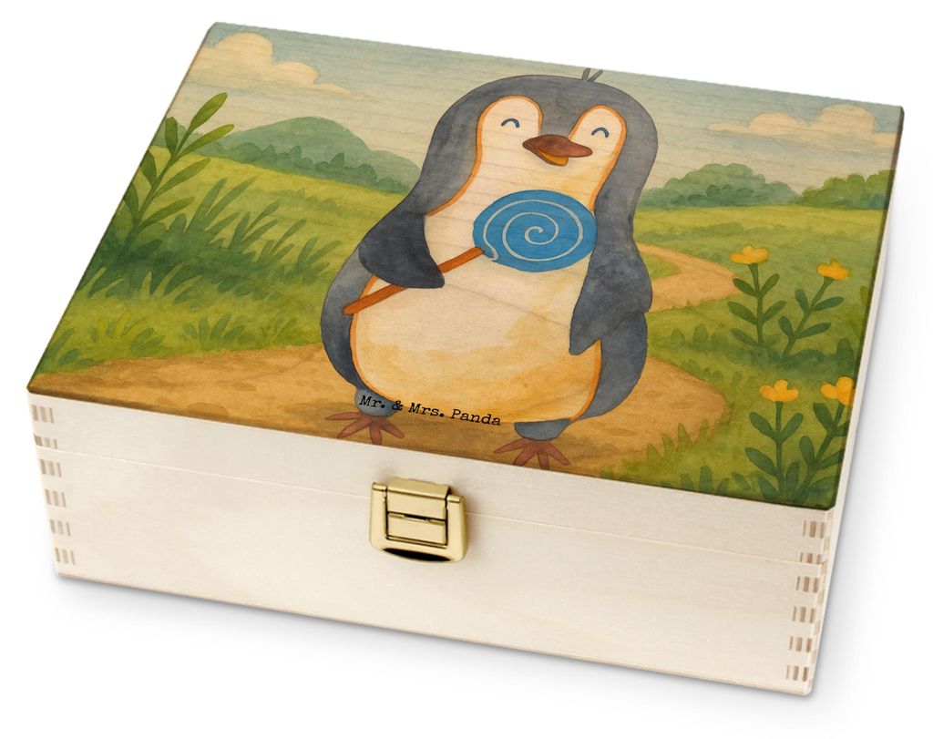 Mr. & Mrs. Panda Tee Organizer Pinguin Lolli Design - Weiß - Geschenk, Heißhunger, Süßigkeiten, box holz, Teebox, Tee-Aufbewahrungsbox, Pinguin...