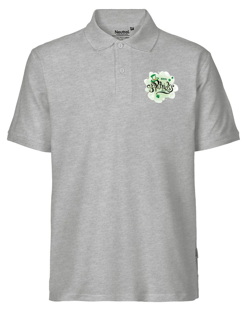 Huuraa Herren Polo Shirt Happy St. Patrick’s Day Zylinder XL Sport Grey Bio Baumwolle Fairtrade Poloshirt Geschenkidee