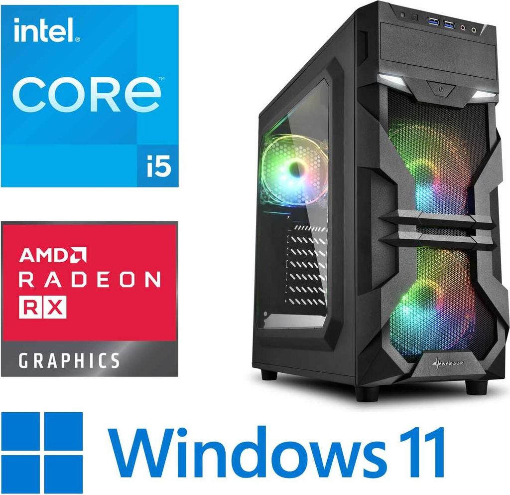Gaming System Core Intel i5-12400 4.4GHz 16GB RAM Nvidia RX6400 2TB SSD WIN11