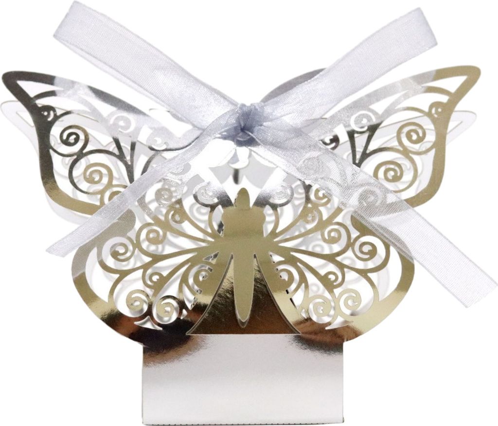 50 Pack 3D Schmetterling Laser Cut Hochzeit Party Favor Box Süßigkeiten Tasche Schokolade Geschenk Boxen Braut Geburtstag Dusche Bomboniere