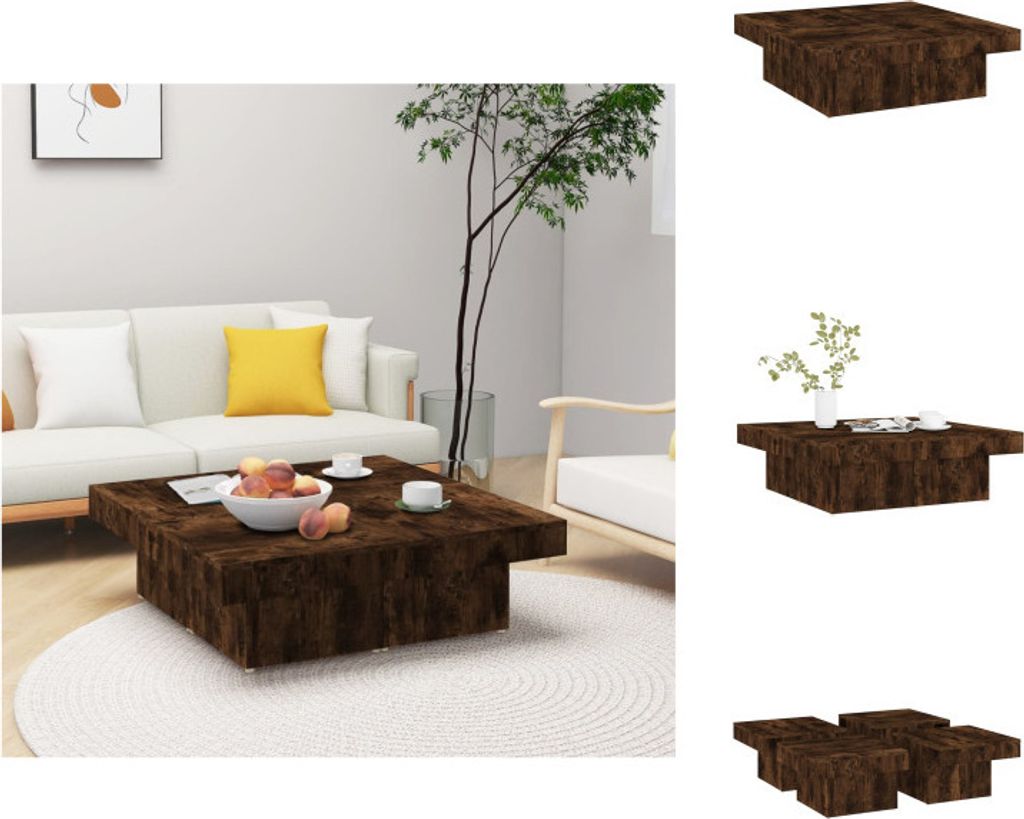 vidaXL Couchtisch Räuchereiche 90x90x28 cm Holzwerkstoff - Couchtische