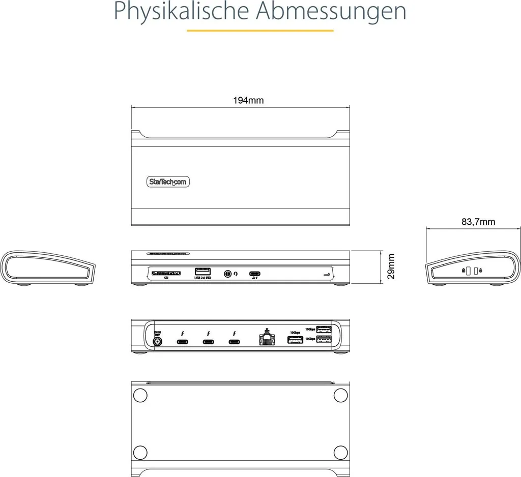 Station Thunderbolt 4 8K - Alimentation 96W - Lecteur SD et Ethernet GbE - 12
