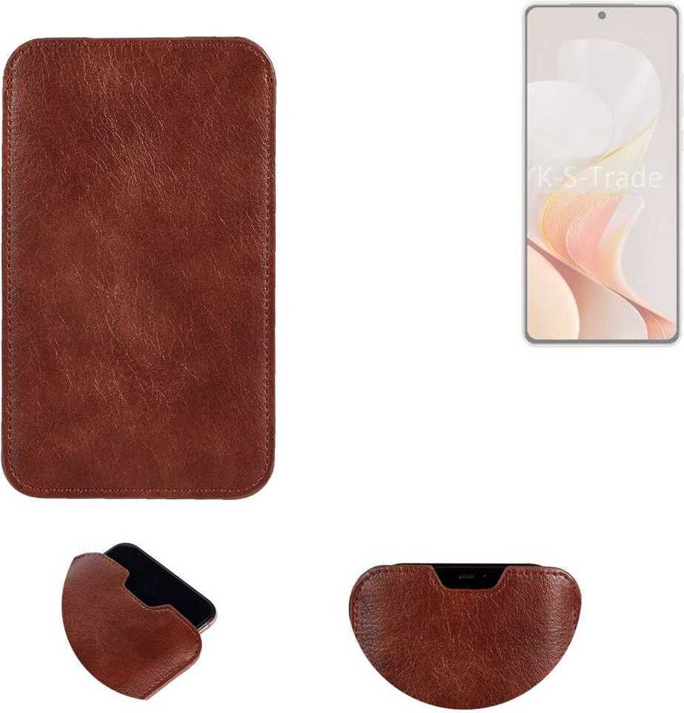 K-S-Trade Schutzhülle Handyhülle kompatibel mit Vivo S19 Handytasche Kunstleder Sleeve in braun