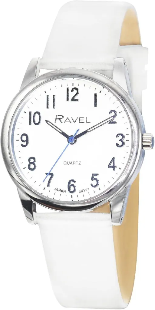 Orologio unisex per tutti i giorni con cinturino in pelle microfibra, cassa da 34 mm, quadrante di facile lettura, resistente ai graffi, impermeabile 3ATM, durevole - Ravel Plus