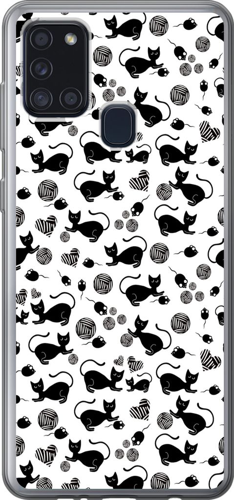 MuchoWow Handyhülle Schutzhülle Hülle für Telefoonhoesje Samsung Galaxy A21s Mädchen - Katze - Maus - Muster - Mädchen - Kinder - Kinder - ...