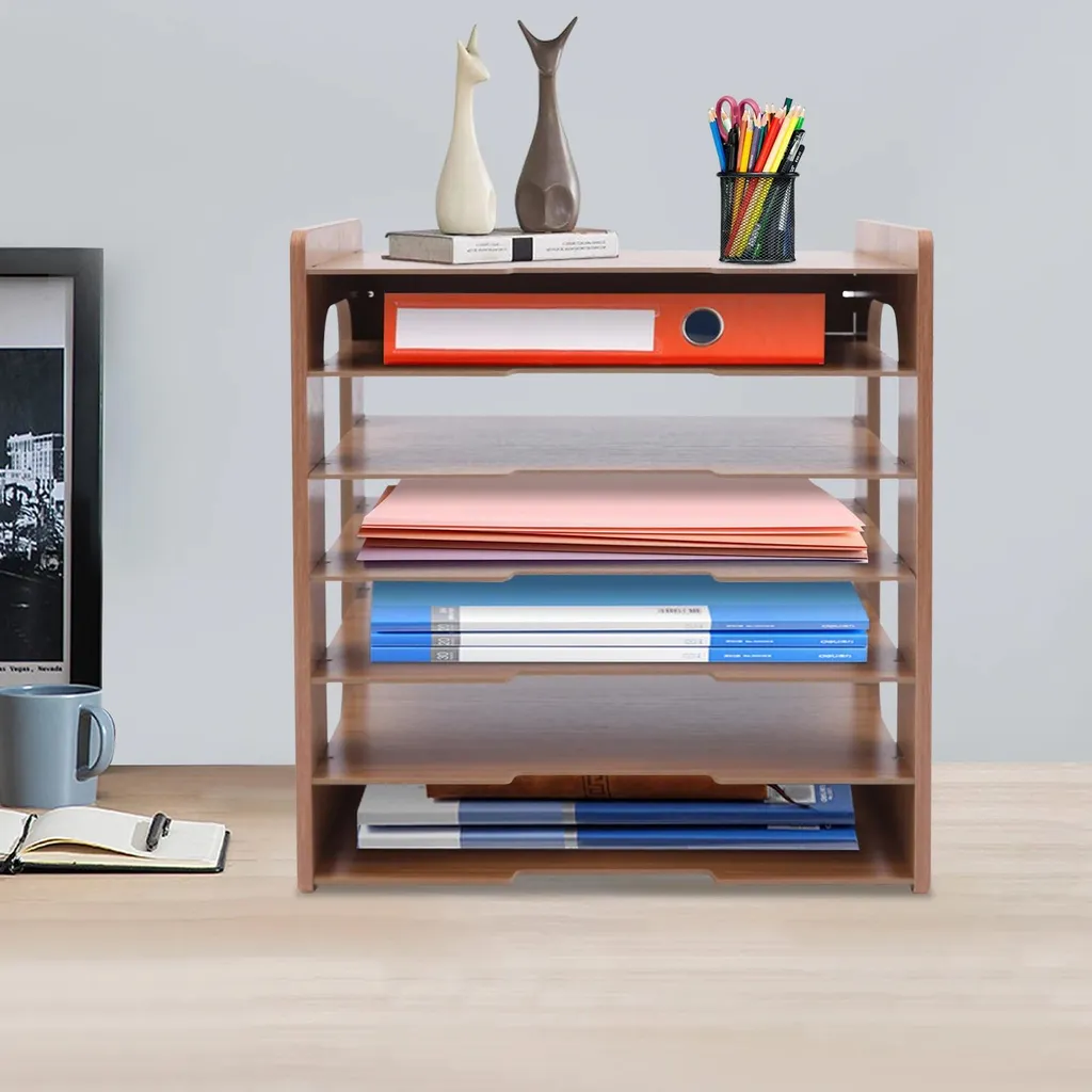 Rangement de documents à 7 niveaux en bois HDF pour format A4 - 2
