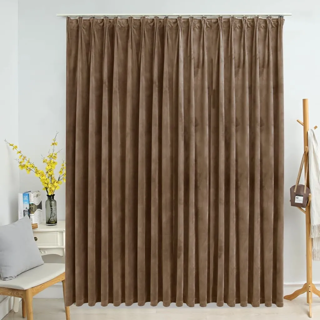 The Living Store Tenda oscurante con ganci in velluto beige 290 x 245 cm