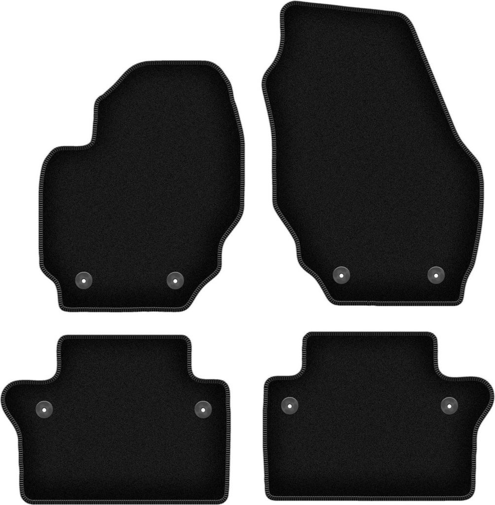 Wielganizator Velours-Autoteppiche – passend für Volvo V70 III (Combo, Bj. 2007-2016) – schwarz, passgenau, mit Befestigungen set 4 Stk.