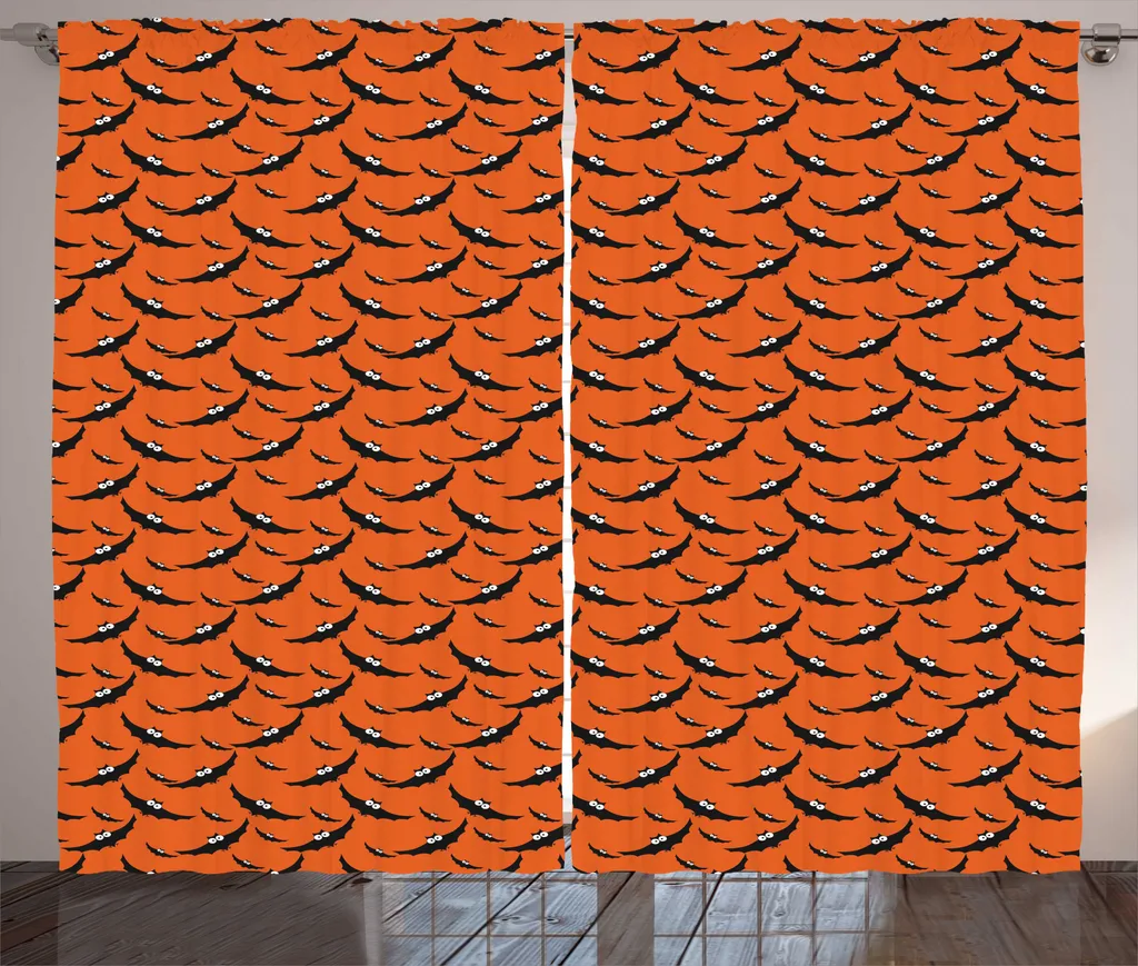 Rideau Anti-Mouches Halloween Rustique 280x225 cm Orange en Tissu Large