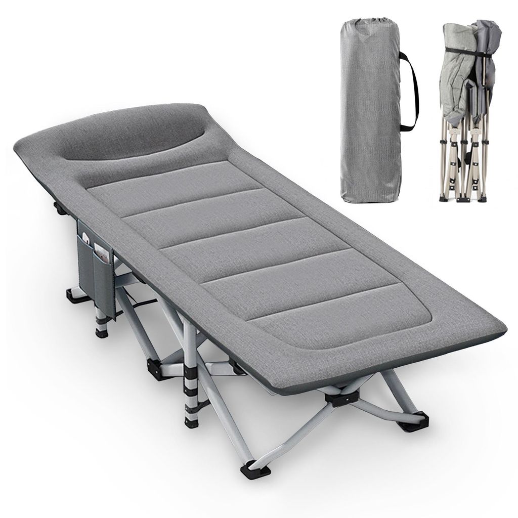 Feldbett Mit Dicker Matratze Klappbett Campingbett bis 150 kg (200 x 80 x 40 cm) für Indoor, Outdoor, Strand und Garten