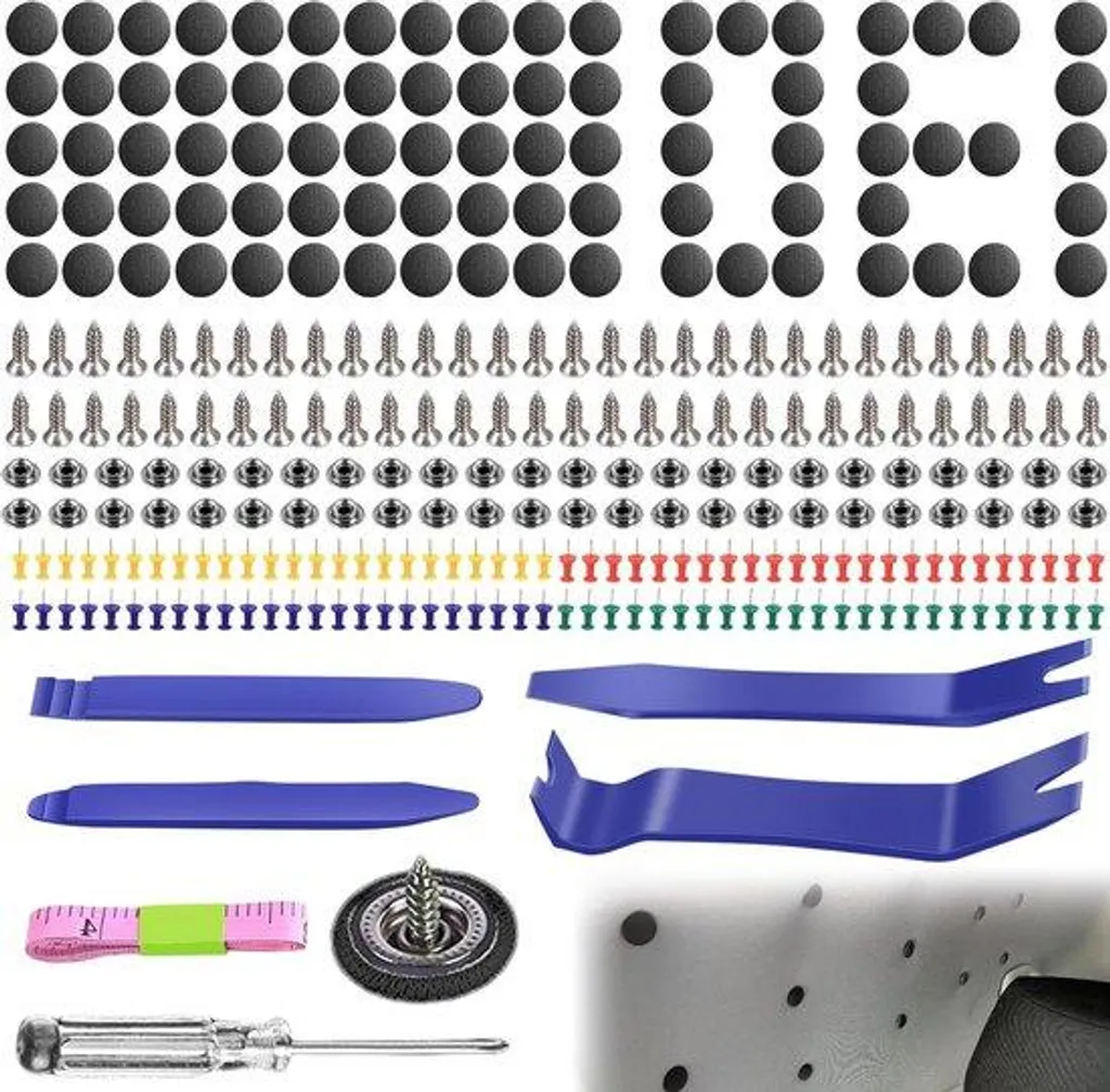 Set de dépannage voiture 130 outils avec cric bouteille et rivets divers