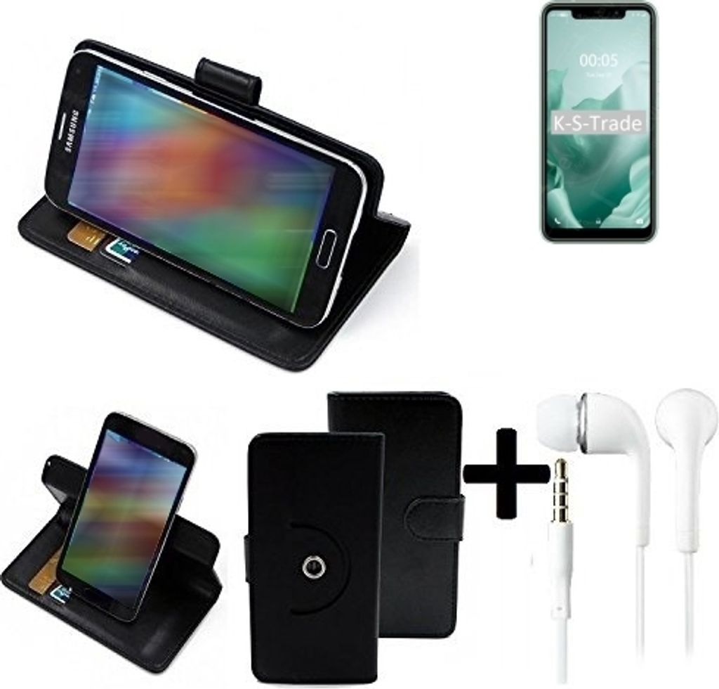 K-S-Trade Handy Hülle Schutz Hülle + Kopfhörer kompatibel mit Oukitel C22 Handyhülle Flipcase Smartphone Cover Handy Schutz Tasche Walletcase