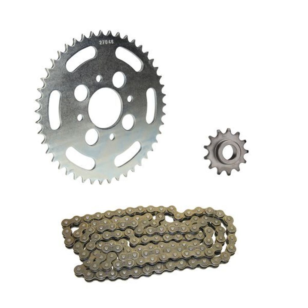 Kettensatz 3-teilig silber 13/46 Zähne für Hercules XE 5 Enduro (bis Motor Nr. 10697365)