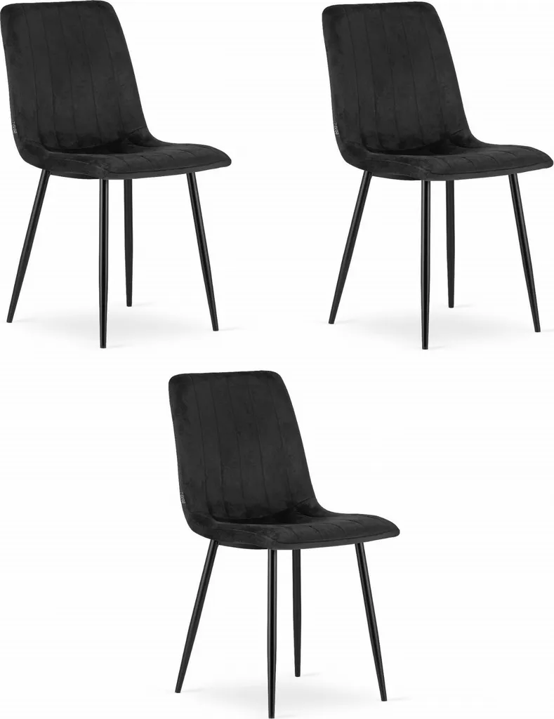 Set 3 Sedie Valora LAVA Velluto Nero - Arredo Minimal Moderno