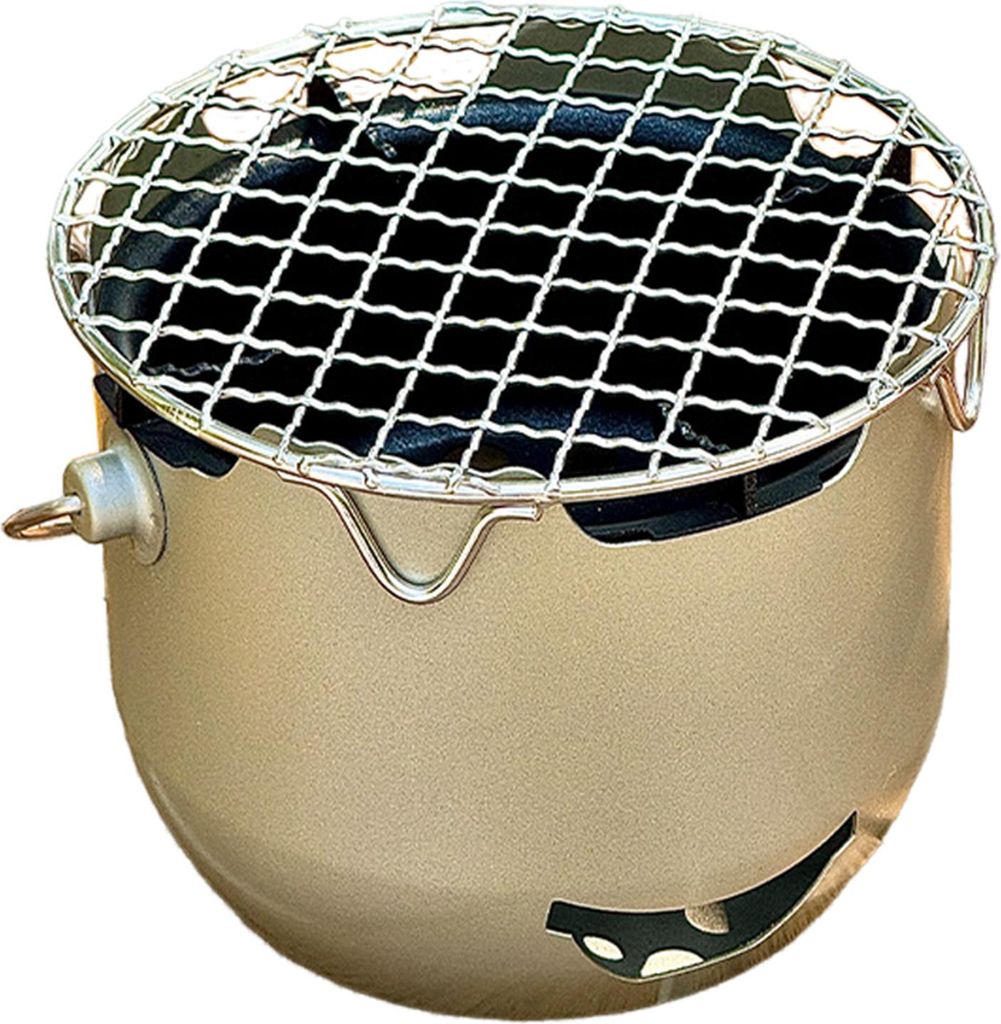 Tragbarer Holzkohlegrill, Mini-Grillofen aus Edelstahl 304 mit Luftstromregelung, faltbarer Grillkochofen für Campingpicknick