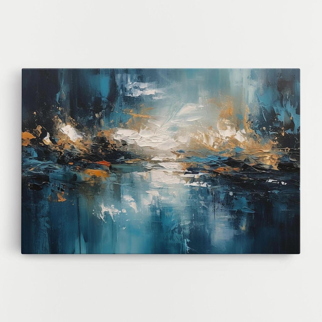 ARTHUB Leinwandbild 80x120 cm, Abstract Blue Art | Wohnzimmerdekoration, Hängende Bilder, Wanddekoration, Heimdekoration, Abstrakte, Abstrakte K...