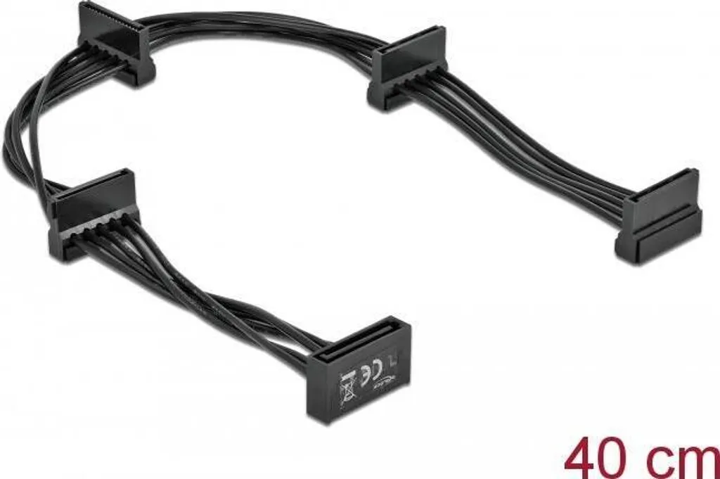 Delock 60395 Cavo Alimentazione SATA Splitter 1 a 4 - 40cm Nero - 2