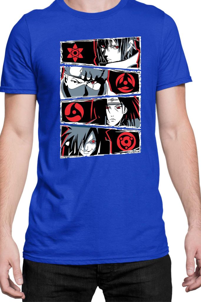 Herren T-Shirt Naruto Sharingan Users, Man XL / Blau