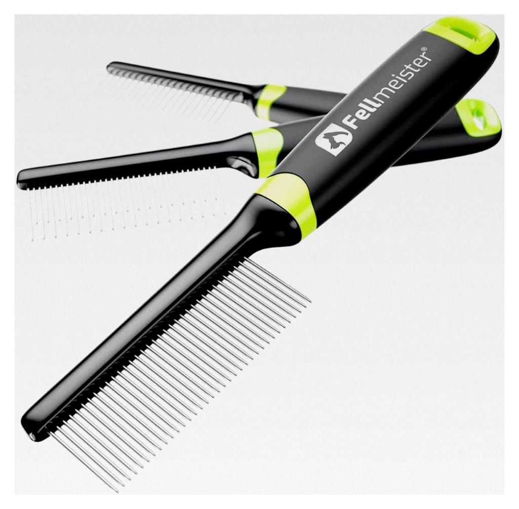 Fellkamm & Gesichtskamm für Hunde und Katzen, Entwirrkamm, feine Zinken für mittellanges bis langes Haar (3er Set)