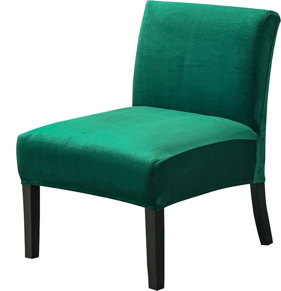 Stuhlhusse ohne Armlehnen, Abnehmbare Armlos-Stuhlhusse, Stretch-Armloser Stuhl Schonbezug, Rutschfeste Sofa-Couch Abdeckung(Dunkelgrün, Samt)