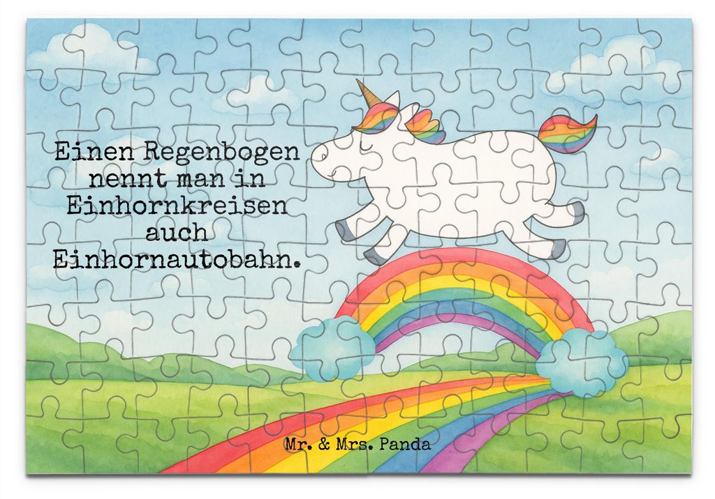 Mr. & Mrs. Panda Puzzle Einhorn Regenbogen Design 96 Teile - Weiß - Geschenk, 2000, Unicorn, Einhornpower, 1000, 1500, Erwachsenwerden, 500, Glitz...