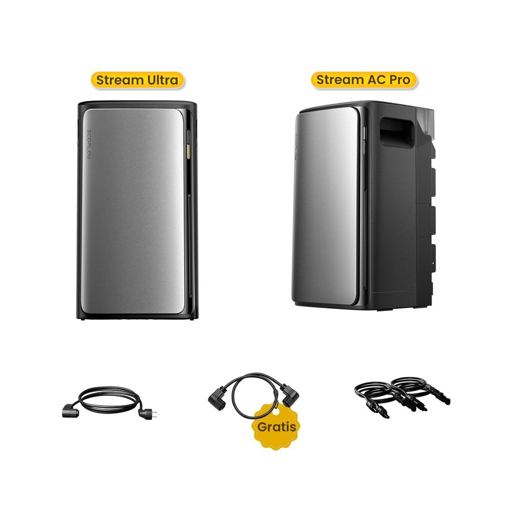 Powerness Balkonkraftwerk mit Speicher 3840Wh, EcoFlow Stream Ultra 1920Wh Speicher mit Stream AC Pro 1920Wh Speicher für Balkonkraftwerk(0 % ...