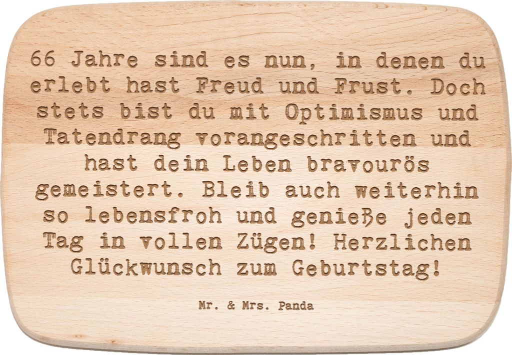 Mr. & Mrs. Panda Holzbrett Spruch 66. Geburtstag - Transparent - Geschenk, massivholzbrett, Alter, feiern, Schneidebrett, Frühstücksbrettchen, Er...