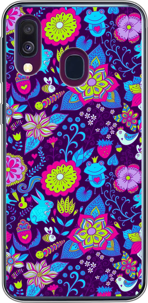 MuchoWow Handyhülle Schutzhülle Hülle für Telefoonhoesje Samsung Galaxy A40 Mädchen - Kaninchen - Rosa - Muster - Mädchen - Kinder - Kinder...