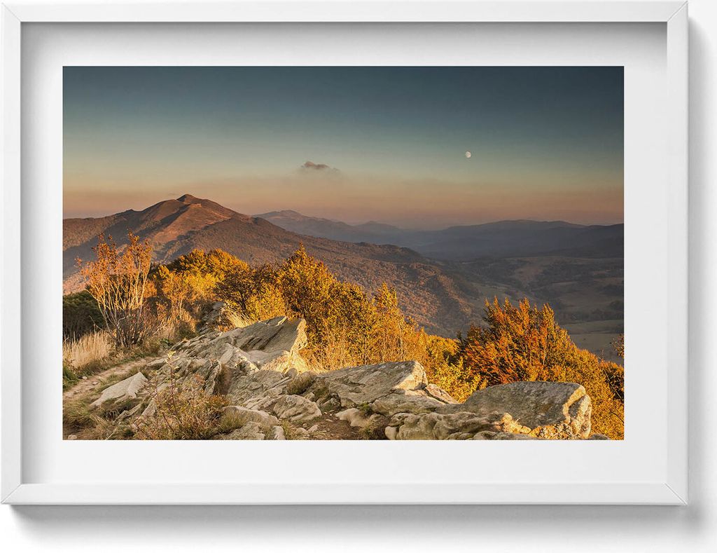Gebirge Bieszczady– Wandbild mit Rahmen – Gerahmtes Bild – Wanddekoration – 70x50 cm – Schwarz Rahmen