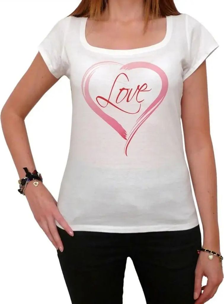 Damen Grafik T-Shirt Liebe im Herzen – Love In Heart – Öko-Verantwortlich Vintage Jahrgang Kurzarm Lustige Druck Geburtstag Geschenk Frau