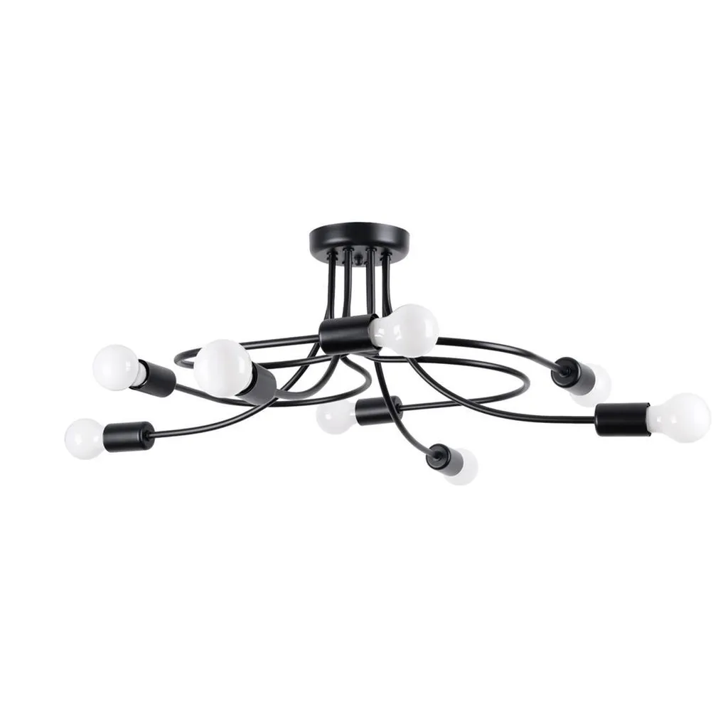 Lampadario LEVAR 8 nero 8xE27 15W acciaio 28x58x58cm Sollux Lighting