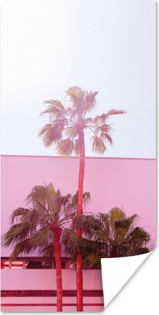 MuchoWow Poster Palme - Garten Poster - Rosa 80x160 cm - Kinderzimmer