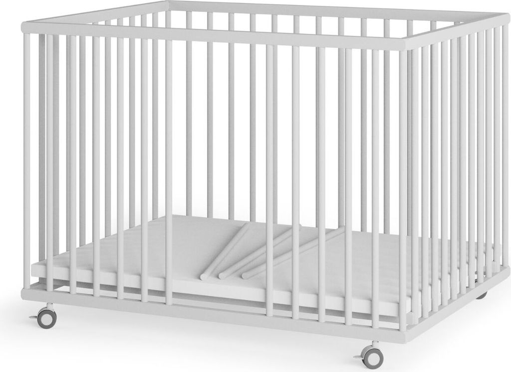 Laufgitter 75x100 cm mit Schlupfsprossen & Lattenrost weiß Premium Kollektion